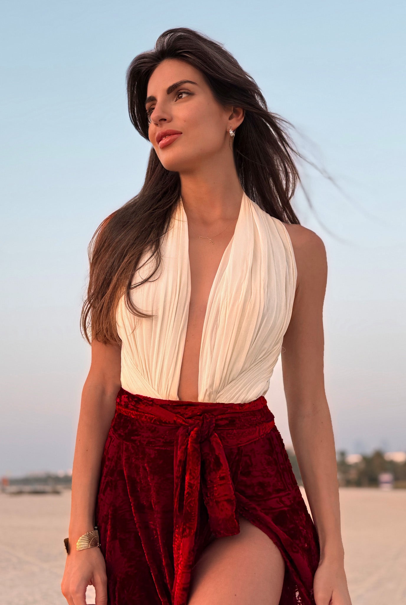 Greek Goddess Silk Chiffon Bodysuit