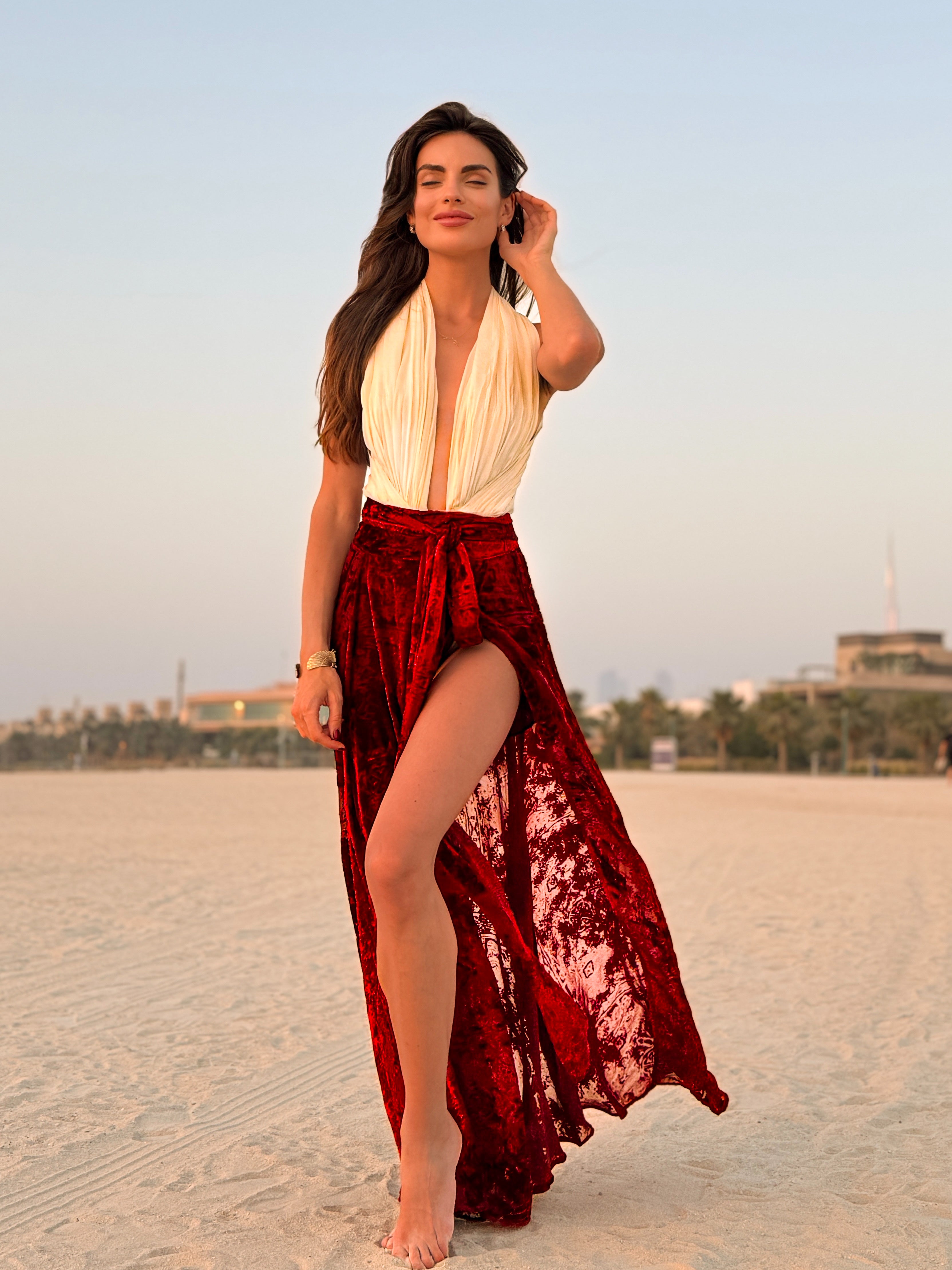 Greek Goddess Silk Chiffon Bodysuit